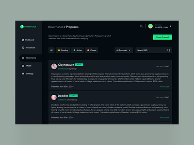 Dao Proposal Page cryptocurreny dao design presently proposal ui ux visuals web web3