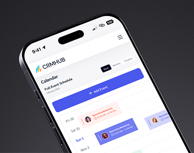 CRM Dashboard Design app app design calender calender app crm crm app crm mobile app event mobile mobile app mobile app design plan schedule smart calender ui design