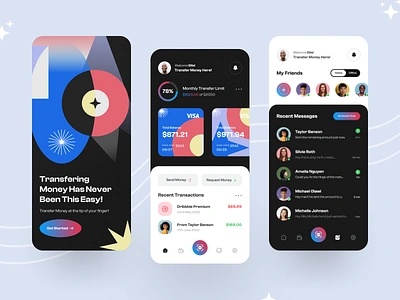 Bauhaus + Flat Design | Wallet App UI Concept abstract art application artworks bank app banking bauhaus clean ui finance fintech flat design illustration mobile app native ios top design ui ui ux ux wallet wallet app