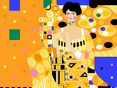 Golden Klimt Gustav artwork digital editorial illustration illustrator klimt guastav magazine master portrait vector vector art woman