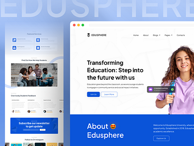 EduSphere Landing Page branding college course page e learning ed tech website graphic design homepage learn learning learning platform logo online education studying ui university website