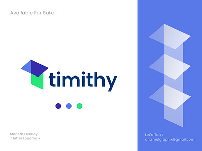 T Letter Overlay Logomark for Timithy branding business logo business management colorfull logo geometric logo letter t logo mark modern logo overlay logo symbol t letter logo t logo ui visual identity