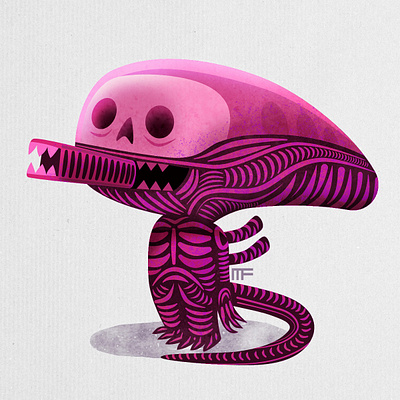 “Alien” / pink xenomorph affinity designer alien character design cute illustration kawaii tweedlebop