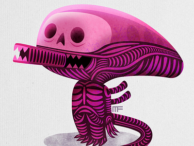 “Alien” / pink xenomorph affinity designer alien character design cute illustration kawaii tweedlebop