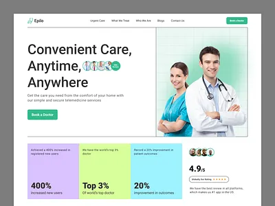 Epilo - Medical website clean clinic digital healthcare doctor elegant health healthcare hospital medical medical startup medicine medtech minimal modern pharmacy retro science telemedicine treatment web design