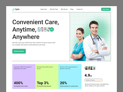 Epilo - Medical website clean clinic digital healthcare doctor elegant health healthcare hospital medical medical startup medicine medtech minimal modern pharmacy retro science telemedicine treatment web design