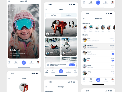 Ski Dating App adventureapp appdesign creativeui datingapp interfacedesign product design skidatingapp snowdesign ui uidesign uiux winterlove