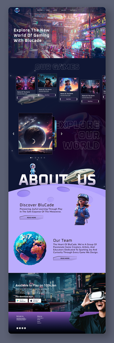 Metaverse game - landing page blockchain dark theme design game launch website games gaming landing page metaverse modern design new world ui deisgn uiux website