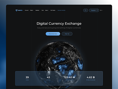 Madvex 📈🌐 blue coin creative crypto desigb design exchange landing spot trade trading ui uiux ux web design webdesign website