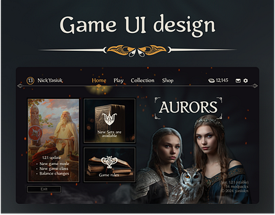 AURORS - game user interface design 3d figma game gamedev graphic design gui interface loading menu ui userinterface ux