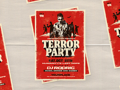 Terror Party Poster Design creative creativeflyer creativeflyers design flyer templates graphic design grind house halloween party halloween poster horror illustration movie poster photoshop planet terror poster terror poster