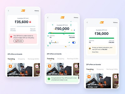 Improving the user experience for ZIP-Blocked user finance fintech india indian app lending mobikwik paylater product design ui zip zip pay later