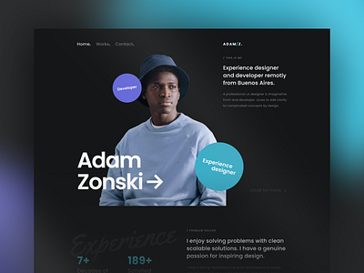 Zonski - Free Portfolio Framer Template big tipography clean dark mode framer framer template free framer template free template freebies modern npw personal portfolio teal ui ux website zonski