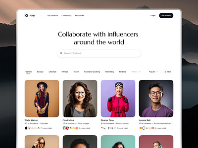 Influencers Website collaborate creativedesign designcommunity designconcept digitalproduct influencermarketing influencerplatform minimaldesign uidesign userexperience webdesign