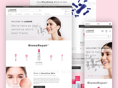 Labore branding design eccomerce graphic design image logo pink product sensitive skin shop skin skincare ui white