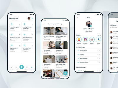 Property Management Mobile App app arabic badges domestic workers home staff homeowner list mobile app recourses tasks ui