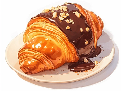 Chocolate Croissant bakerygoodness breakfasttreat chocolatecroissant croissant deliciousdessert foodillustration foodlovers indulgentsnack pastryart sweettreat