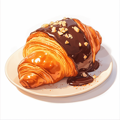 Chocolate Croissant bakerygoodness breakfasttreat chocolatecroissant croissant deliciousdessert foodillustration foodlovers indulgentsnack pastryart sweettreat