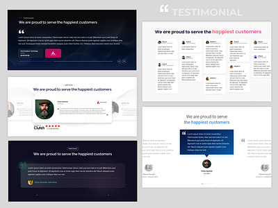 TESTIMONIAL SECTION black and white client client testimonial clients feedback dark mode testimonial ui ui design ux design web web design web section website