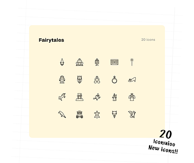 Iconuioo - 20 Fairytale Icons chest icon dragon icon elf icon fairytale fairytale icon set fairytale icons icon pack icon set icons line icons marketing icons outlined icons stroke icons witch icon wizard icon