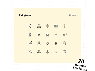 Iconuioo - 20 Fairytale Icons chest icon dragon icon elf icon fairytale fairytale icon set fairytale icons icon pack icon set icons line icons marketing icons outlined icons stroke icons witch icon wizard icon