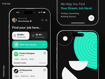 Job finder app 3d branding color ui daily tasks find job graphic design job app job app concept job finder app job finder platform job search job search app jobgeek logo mobile app motion graphics task management ui design uiux