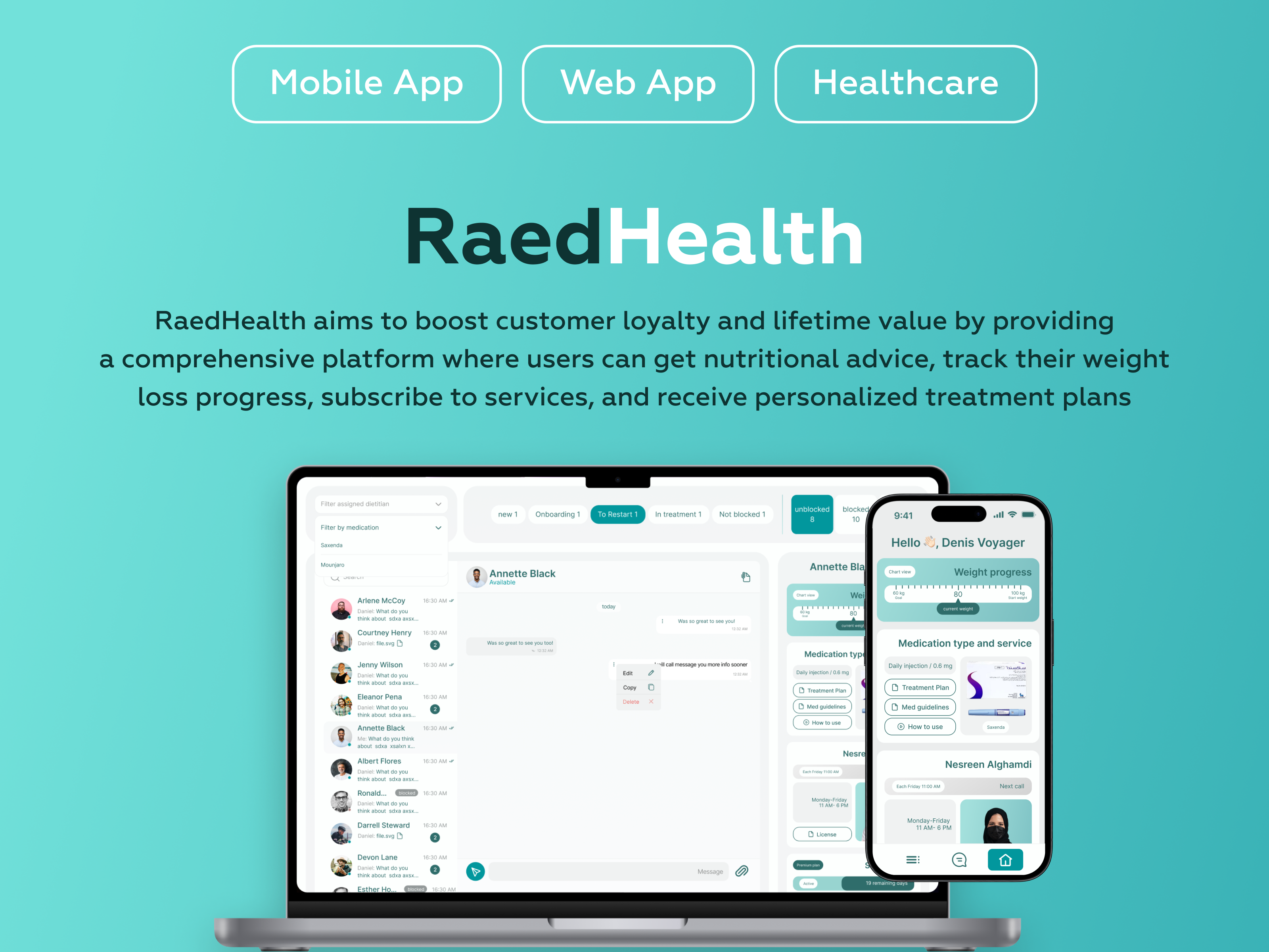 RaedHealth | Healthcare Web & Mobile App app design development healthcare medical ui ux web