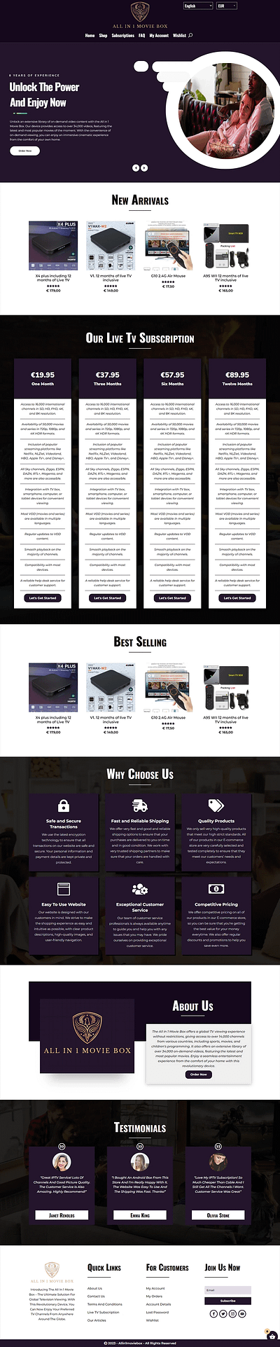 All-In 1 Movie Box Ecommerce Store web designing web development