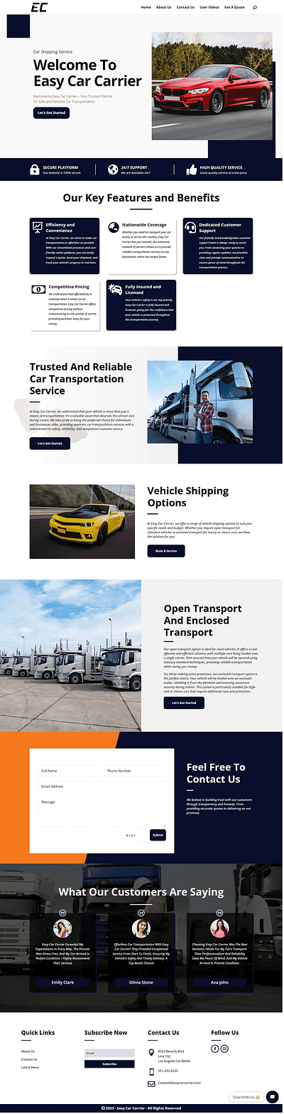 Easy Car Carrier Website web designing web development