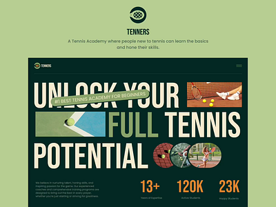 Tenners - Tennis Academy Website Motion Exploration after effects animation bold branding clean design figma homepage landing page logo motion principle prototype sport typography ui ui motion ux website whitespace