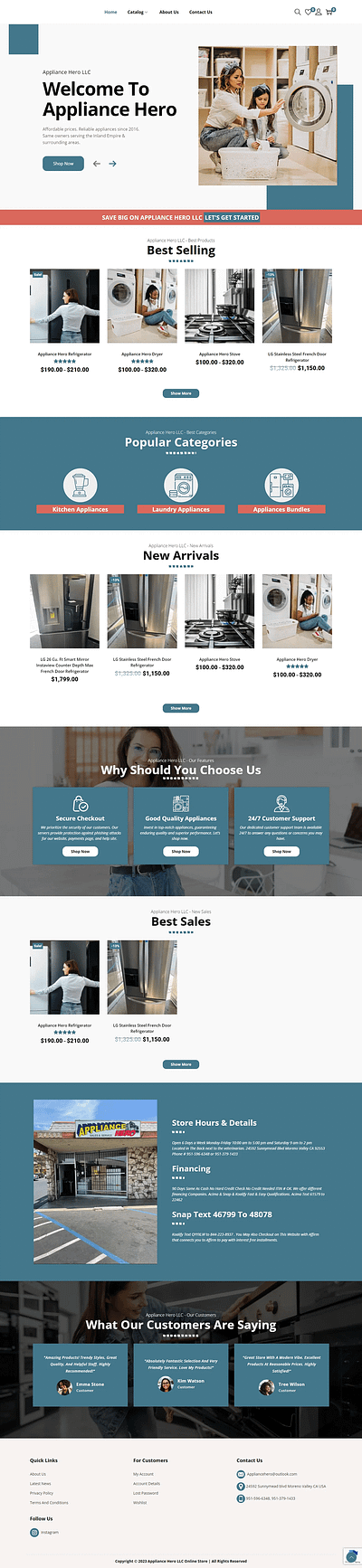 Appliance Hero LLC Store web designing web development