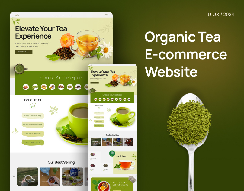 Organic Tea E-commerce Website | UIUX animation e commerce ecommerce website figma design landing page motion graphics organic tea ui uiux website