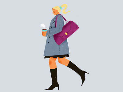 Coffee autumn season bags blond character coat coffee design fall flat girl illustration procreate