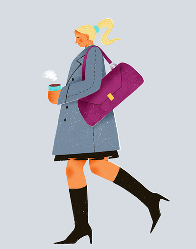 Coffee autumn season bags blond character coat coffee design fall flat girl illustration procreate