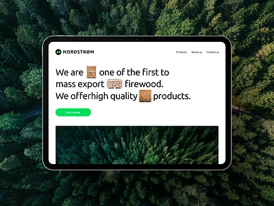 Hero Section for the firewood seller's company | Nordstrom business website company website cta design first screen first section hero hero section landing landing page product product design startup typography ui user interface design ux uxui web web design