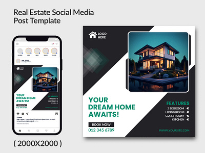 Real Estate Social Media Post Template eps flyer graphic design new home post template psd real estate social media