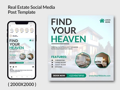 Real Estate Social Media Post Template advertisement branding eps flyer marketing psd real estate social media square