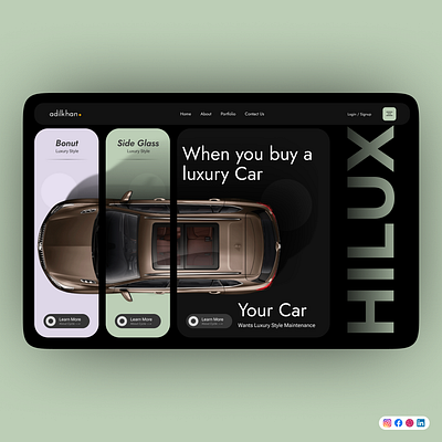 Hilux Luxury Car Landing Page 3d branding cardesign figma figmadesign landing landingpage ui uiux userexperience userinterfacedesign