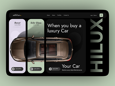 Hilux Luxury Car Landing Page 3d branding cardesign figma figmadesign landing landingpage ui uiux userexperience userinterfacedesign