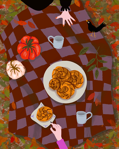 Autumn vibes 🥧🍂 digital art food food illustration illustrations spooky season