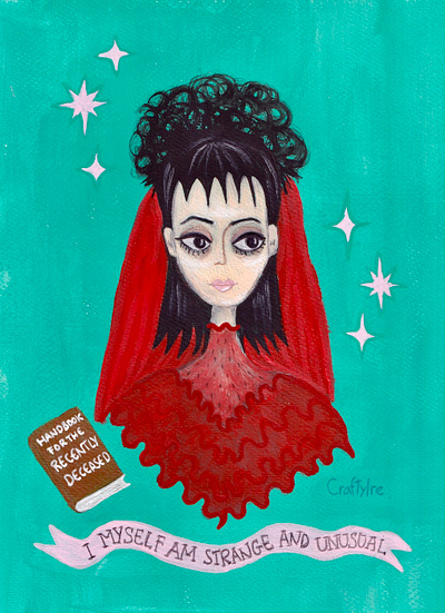 Lydia Deetz Original drawing acrilic colors art work beetlejuice fantart illustrations original drawing tim burton