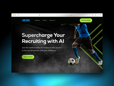 Game Landing page ai recruit game football football home page football waitlist ai game join list join waitlist landing page ui