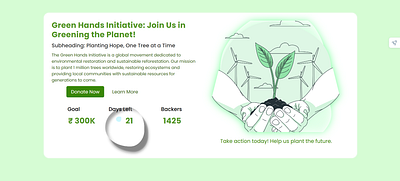 Daily UI Challenge #032 challenge crowdfundingpage css dailyui day32 environmentalinitiative greendesign html webdesign