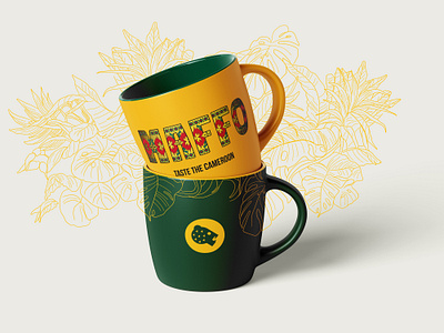 Branding & Visual Identity african branding cameroon exotic handrawn leaves logo mug patterns visual identity