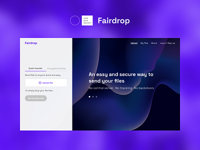 Fairdrop crypto file transfer purple redesign swarm ui web3 website