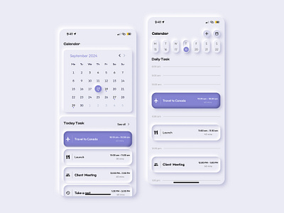 Calender App app design calender calender app calender app design figma figma design mobile app design neumorphic neumorphic style neumorphims neumorphims ui neumorphims ui app neumorphims ui design neumorphims ui style shcedule app ui ui inspiration uiux ux