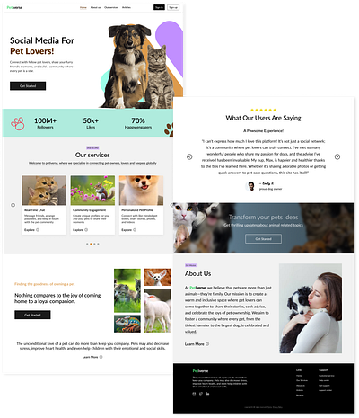 Petiverse : A Pet Social media Web app 3d animation branding graphic design logo motion graphics ui