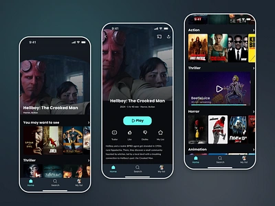 Movie streaming mobile app mobile mobiledesign streaming ui uidesign uiux ux