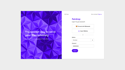 Fairdrop login purple redesign signup swarm ui web3 website