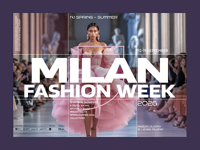 Milan fashion week 2026 - poster beautiful composition creativity fasion design fasion week grid hire poster product design uxui vision